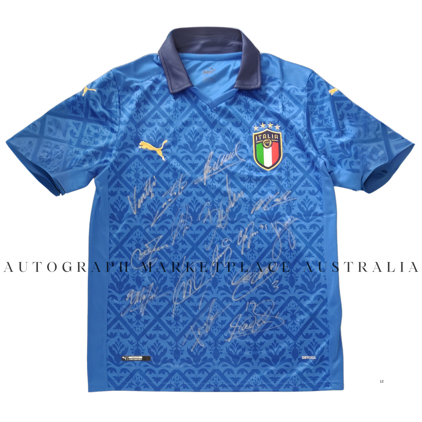 Italia National Team 2020 Champion Signed Football Jersey #1 Home Football Shirt