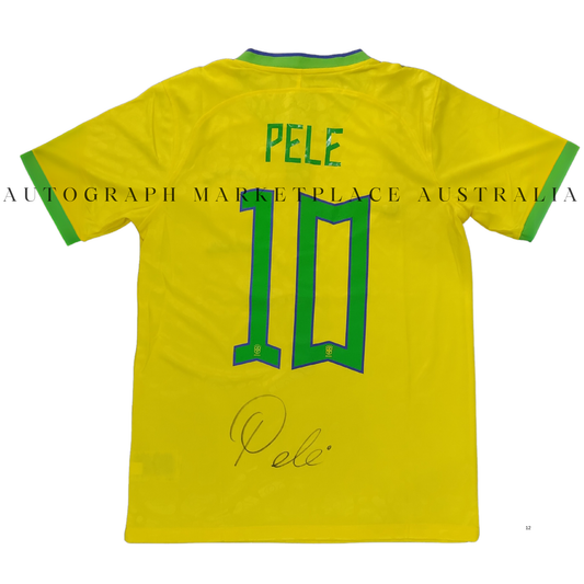 Pele Signed Brazil Yellow Soccer Jersey - Autographed Brazil Football Shirt