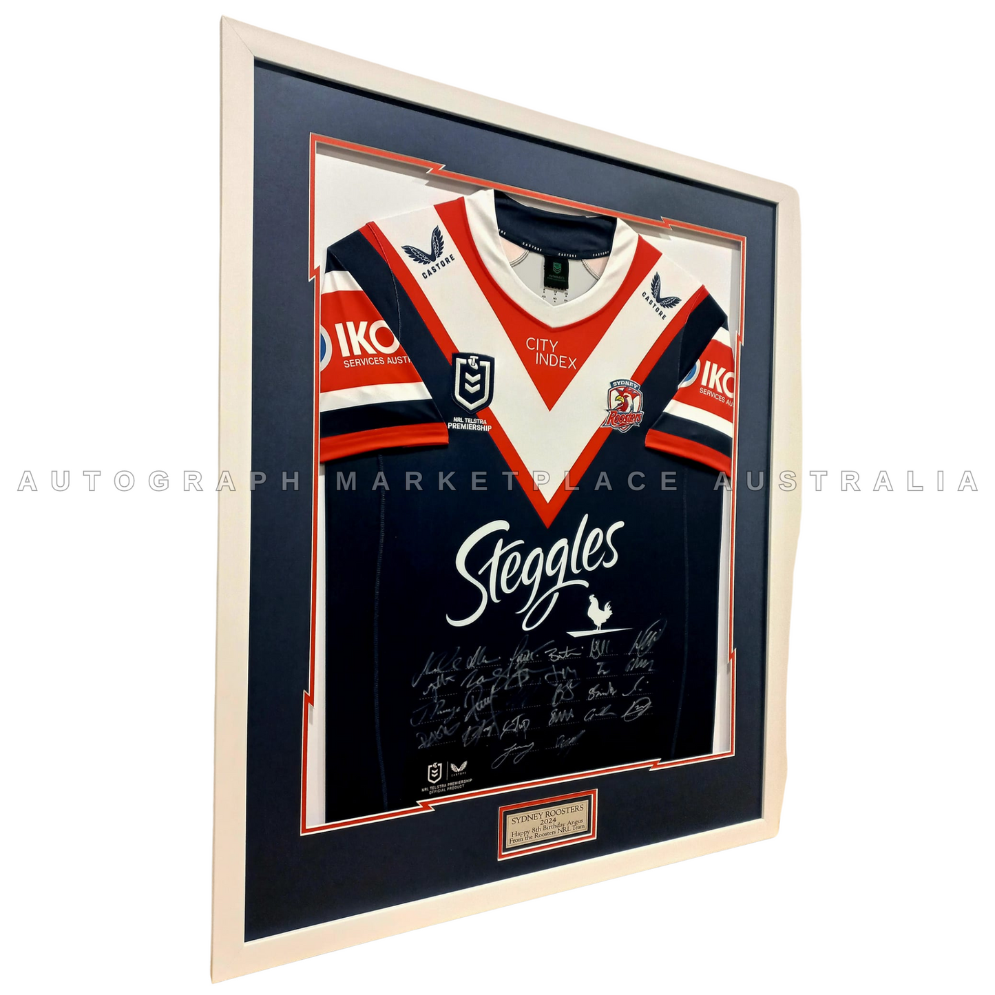 2024 Sydney Roosters Framed Signed Home Jersey - Authentic NRL Rugby League Memorabilia