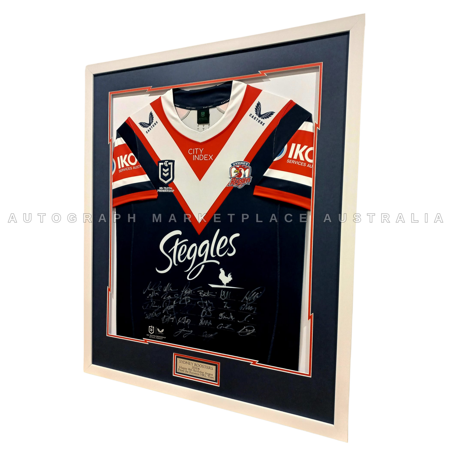 2024 Sydney Roosters Framed Signed Home Jersey - Authentic NRL Rugby League Memorabilia