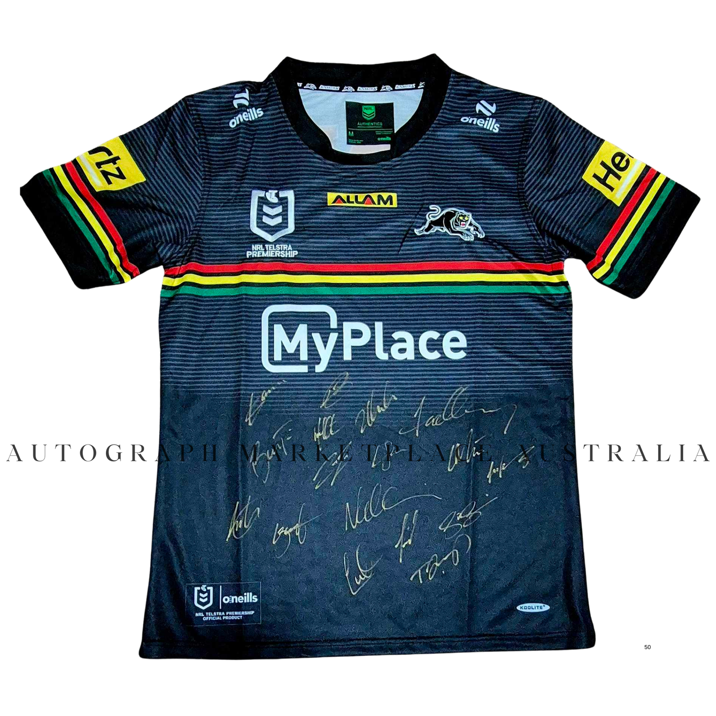 Penrith Panthers Signed 2024 Premiership NRL Jersey (Gold Pen)