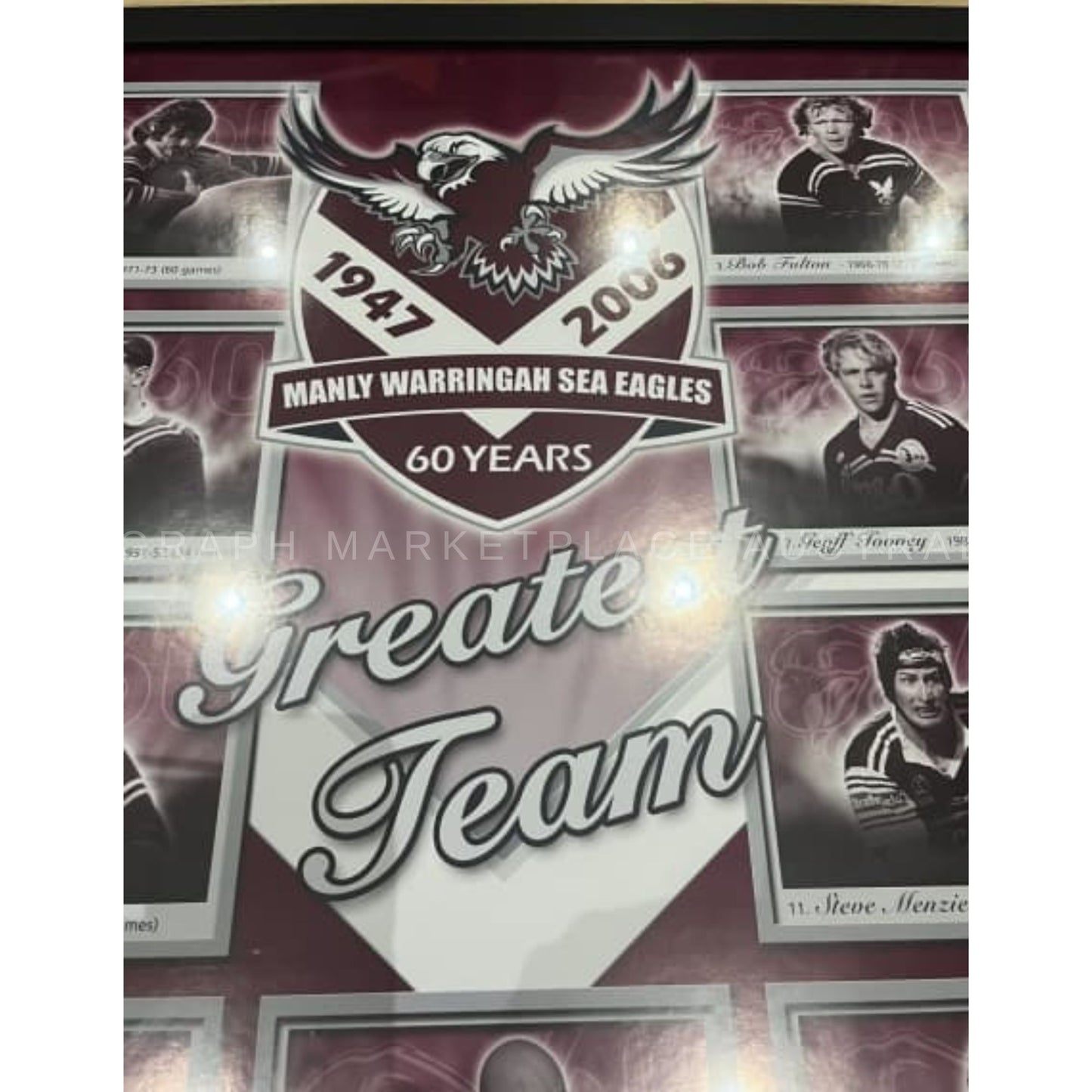 RARE Manly Warringah Sea Eagles 60 years greatest team frame