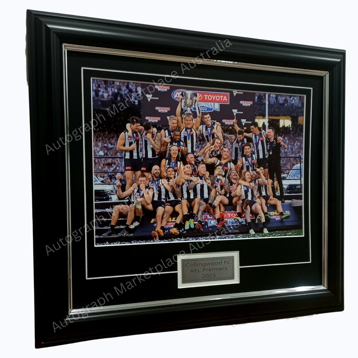 Collingwood FC AFL Premiers 2023 - Framed Championship Memorabilia - Side View