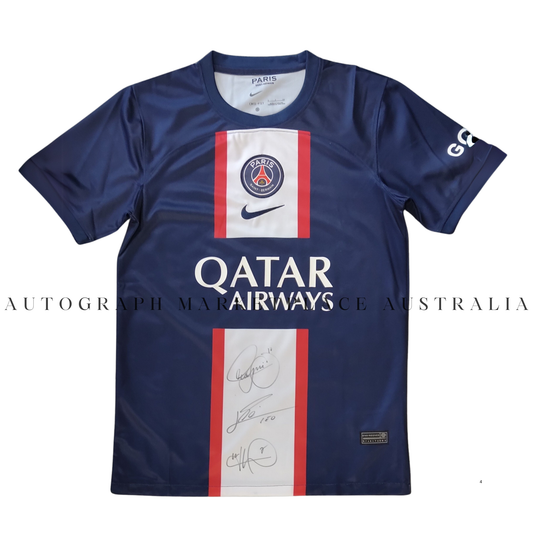 Messi, Neymar & Suarez 'Tres Amigos' Signed 2022/23 PSG Home UCL Jersey - Nike Paris Saint Germain