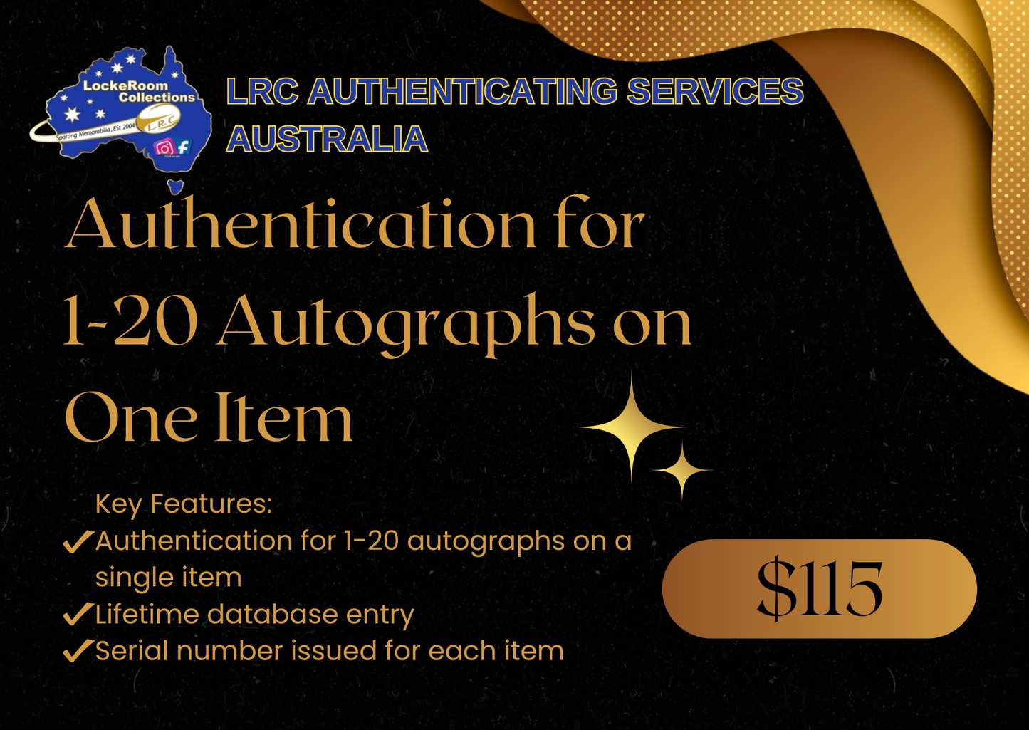 Authentication for 1-20 Autographs on One Item