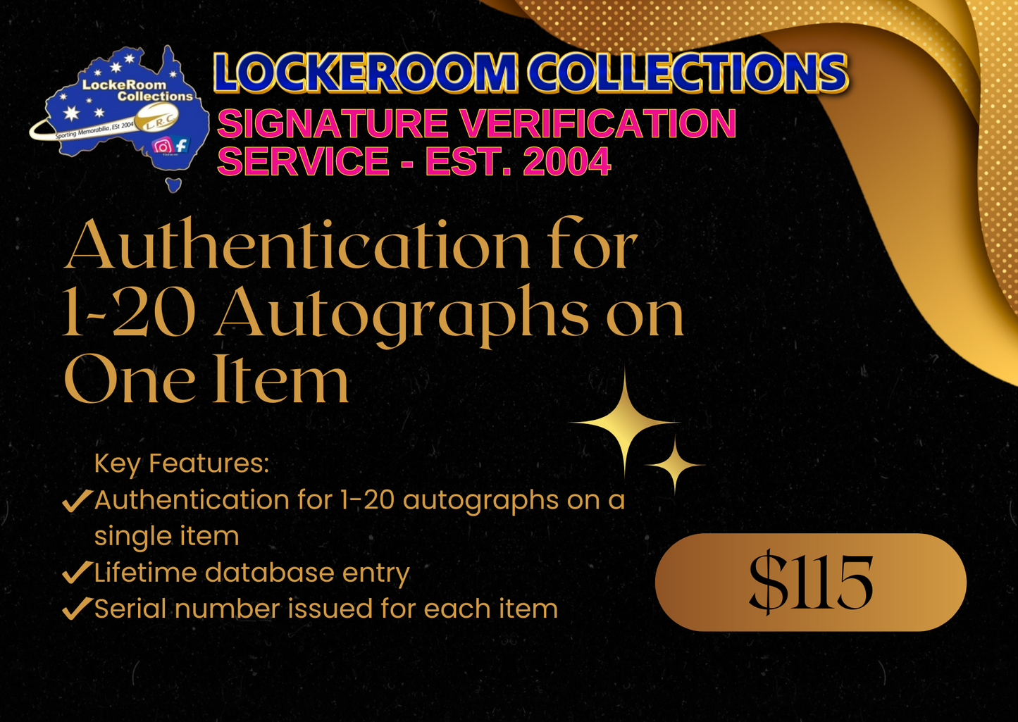 Authentication for 1-20 Autographs on One Item