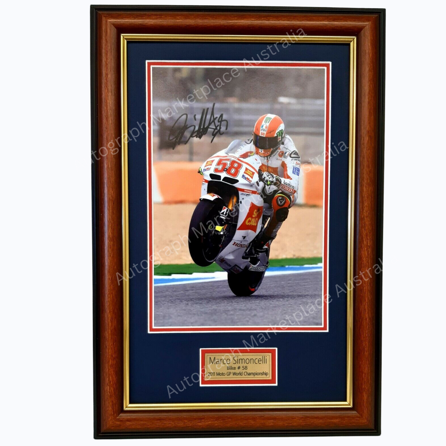 Marco Simoncelli Moto GP 2011 Signed Framed Memorabilia Bike # 58
