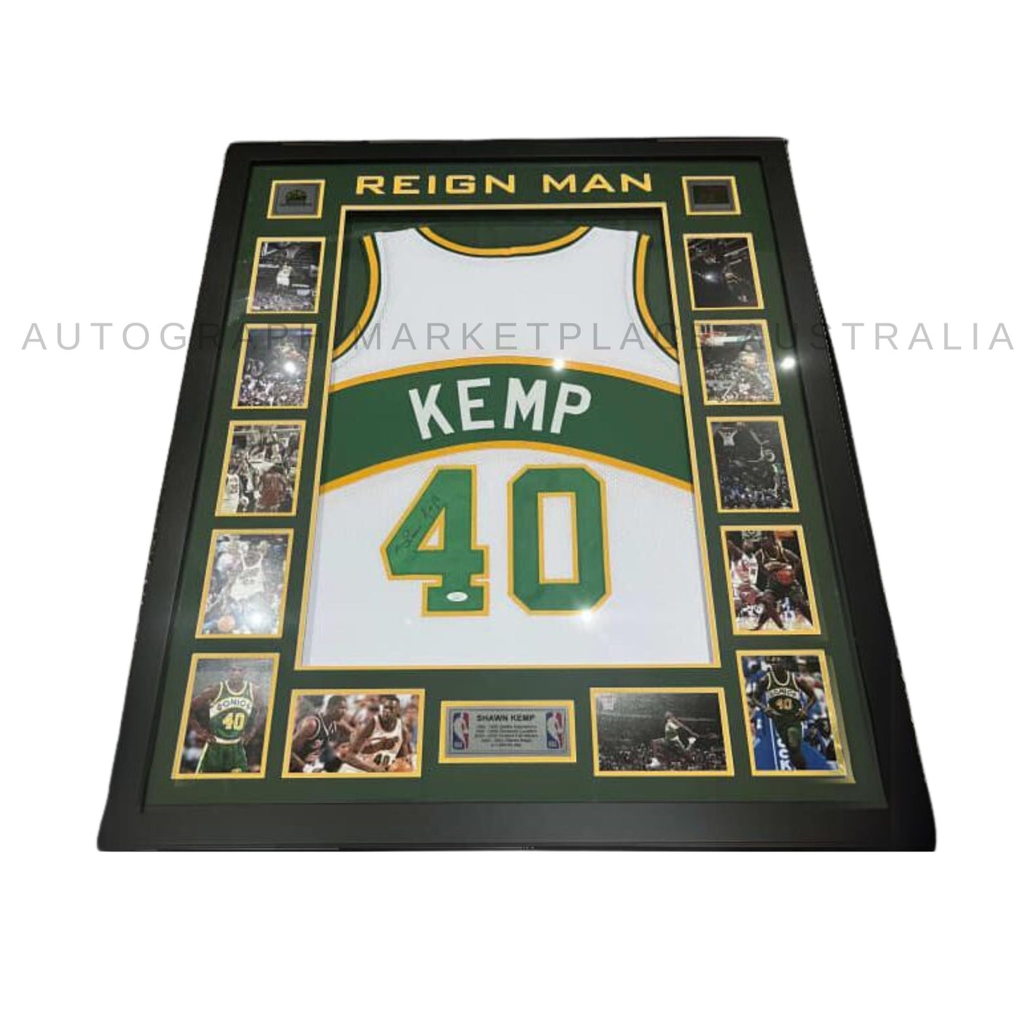 Brand new Shawn Kemp signed Seattle Supersonics NBA basketball jersey