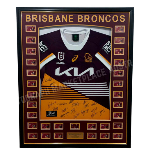 Brisbane 2023 Broncos Framed Signed Jersey, front view