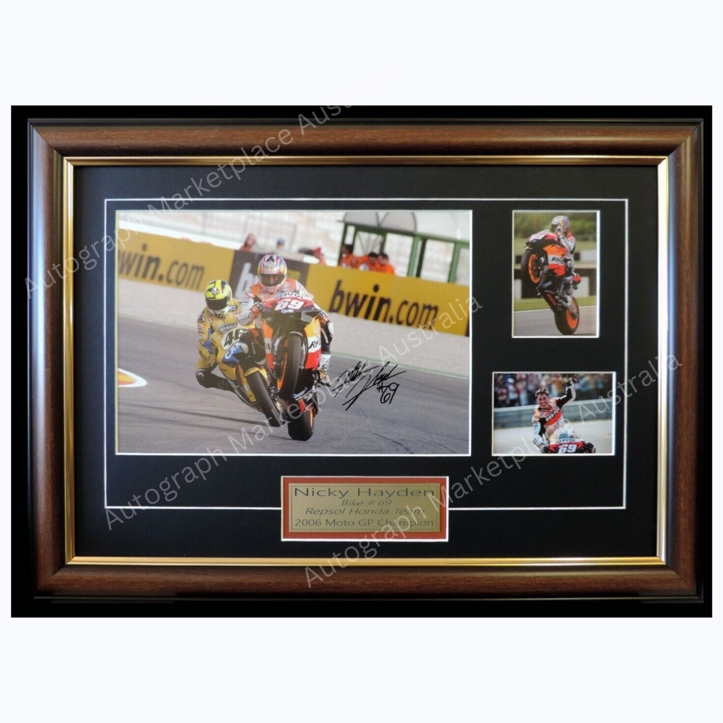 NICKY HAYDEN SIGNED 2006 MOTO GP WORLD CHAMPION Framed Memorabilia