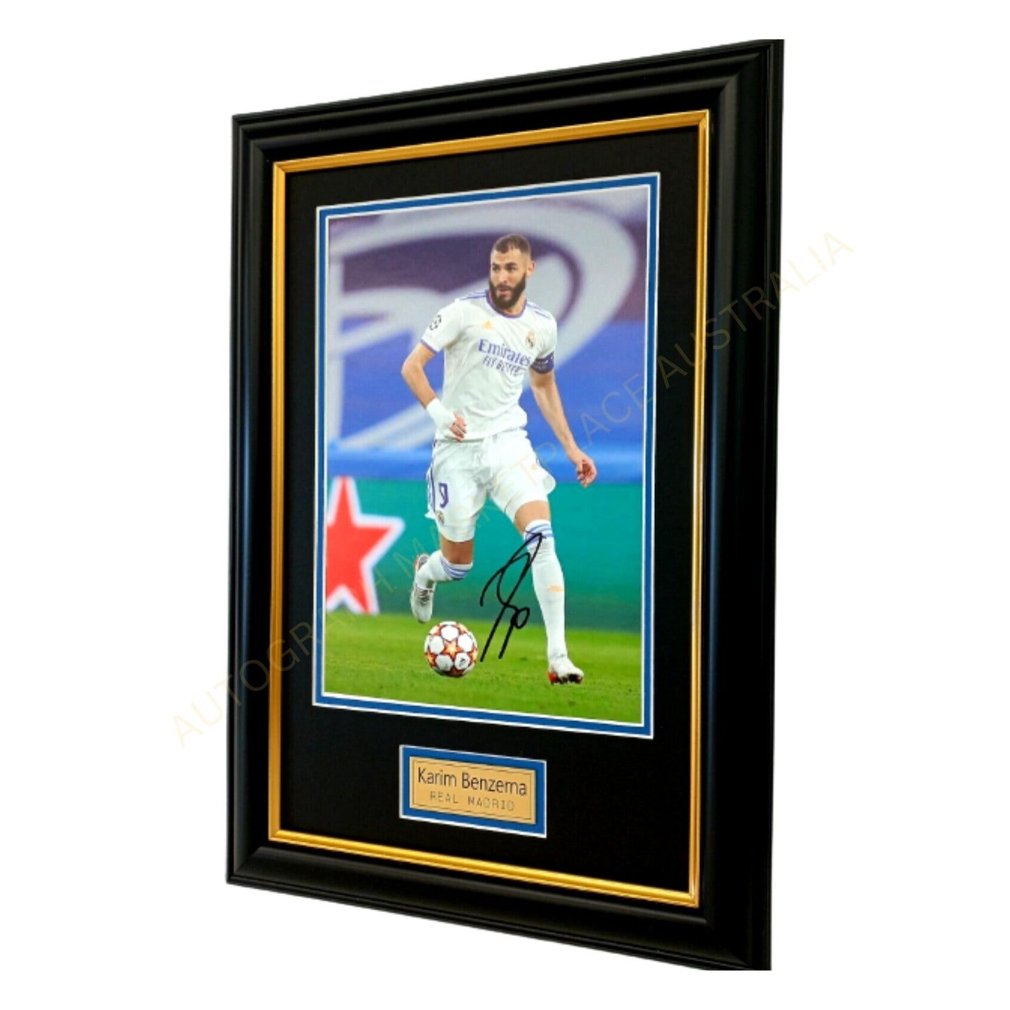 KARIM BENZEMA Action photo Signed Framed Real Madrid La Liga Champions 2021/22