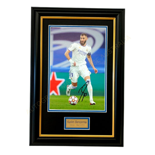 KARIM BENZEMA Action photo Signed Framed Real Madrid La Liga Champions 2021/22