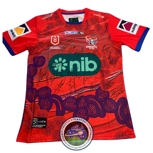 Newcastle Knights Indiginous Signed NRL Rugby League Jersey