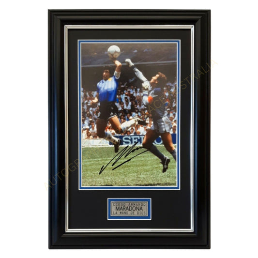 Maradona La Mano de Dios Signed Framed Photo