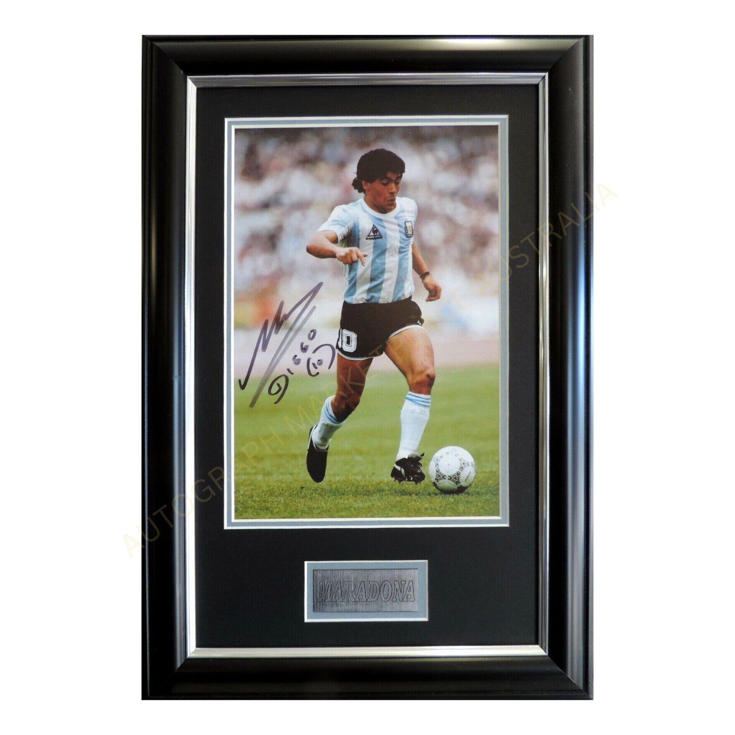 Maradona Signed Framed Soccer Photo
