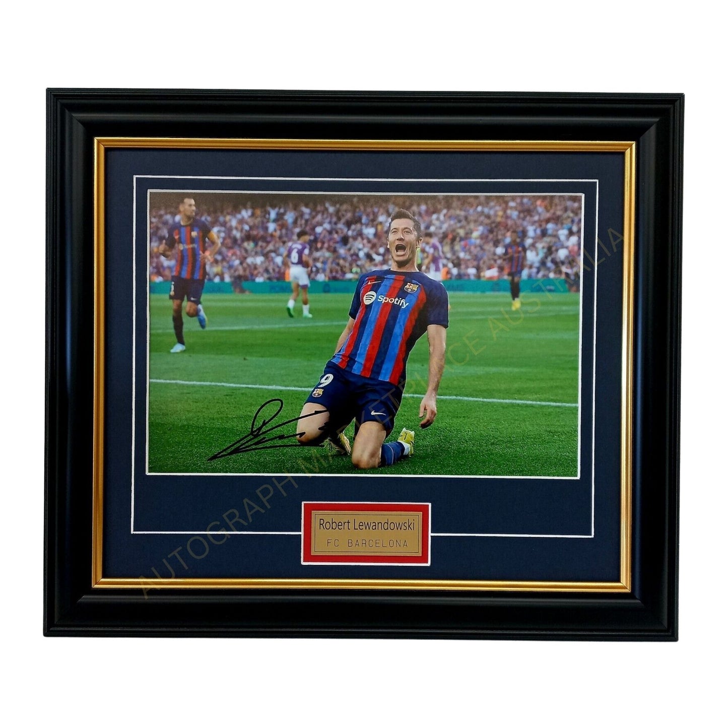 Robert Lewandowski Signed Photo Framed FC BARCELONA Soccer Memorabilia