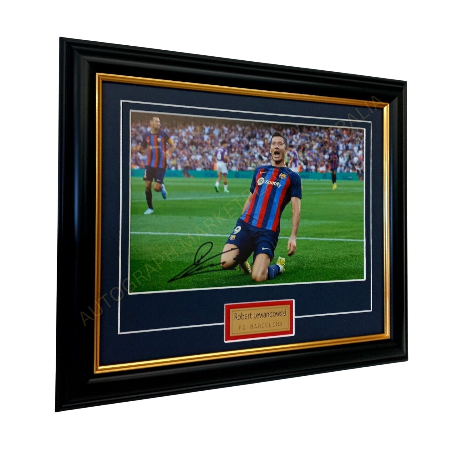 Robert Lewandowski Signed Photo Framed FC BARCELONA Soccer Memorabilia