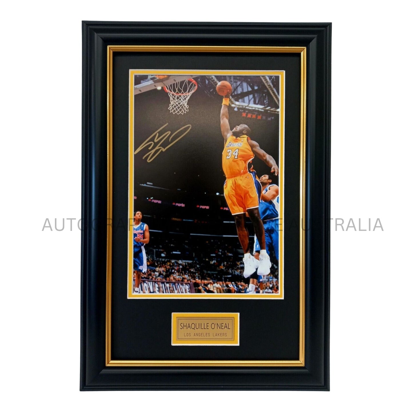 Shaquille O'Neal LA LAKERS Action Photo Signed Framed Memorabilia