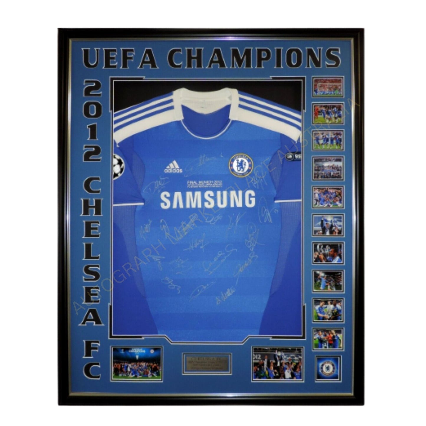 Chelsea FC UEFA Champions League 2012 Winners Signed Framed Jersey