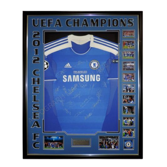 Chelsea FC UEFA Champions League 2012 Winners Signed Framed Jersey