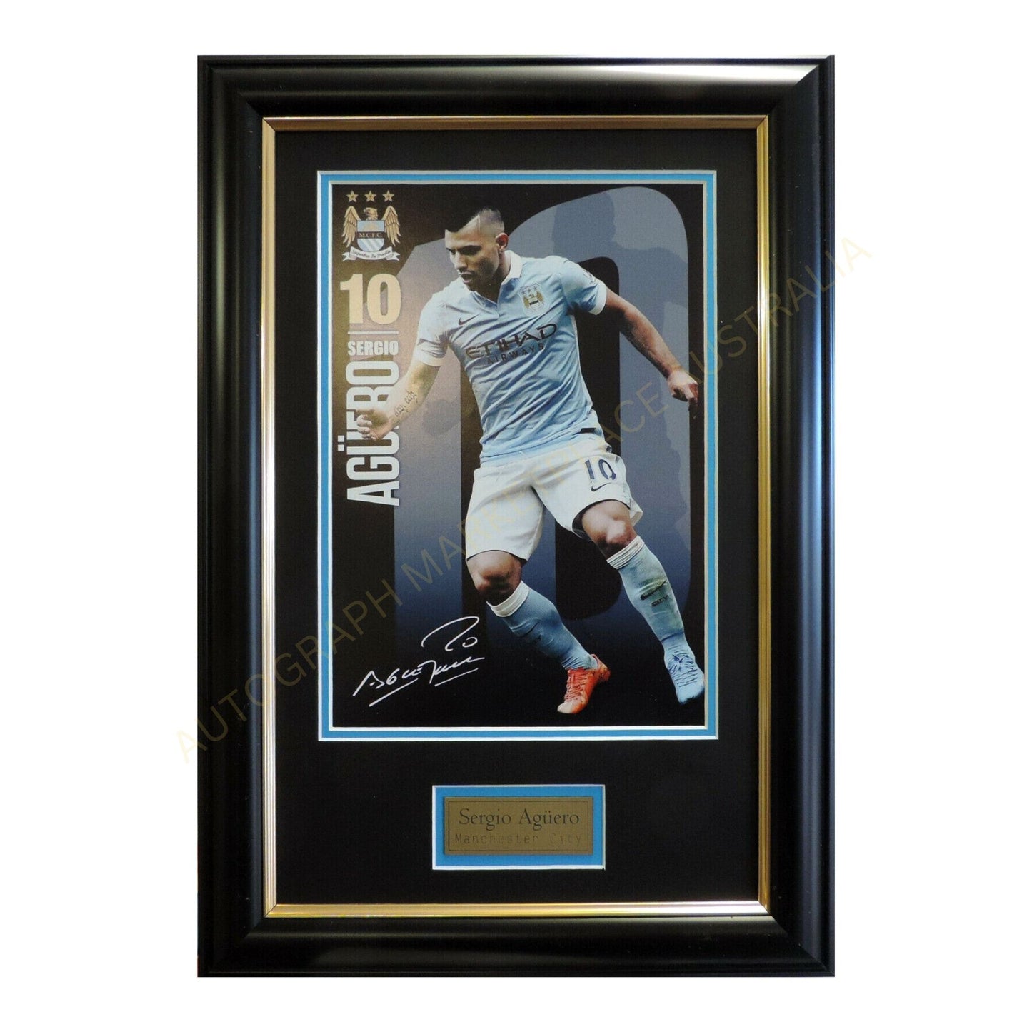 Sergio Aguero Signed Framed Photo Poster Manchester City Memorabilia