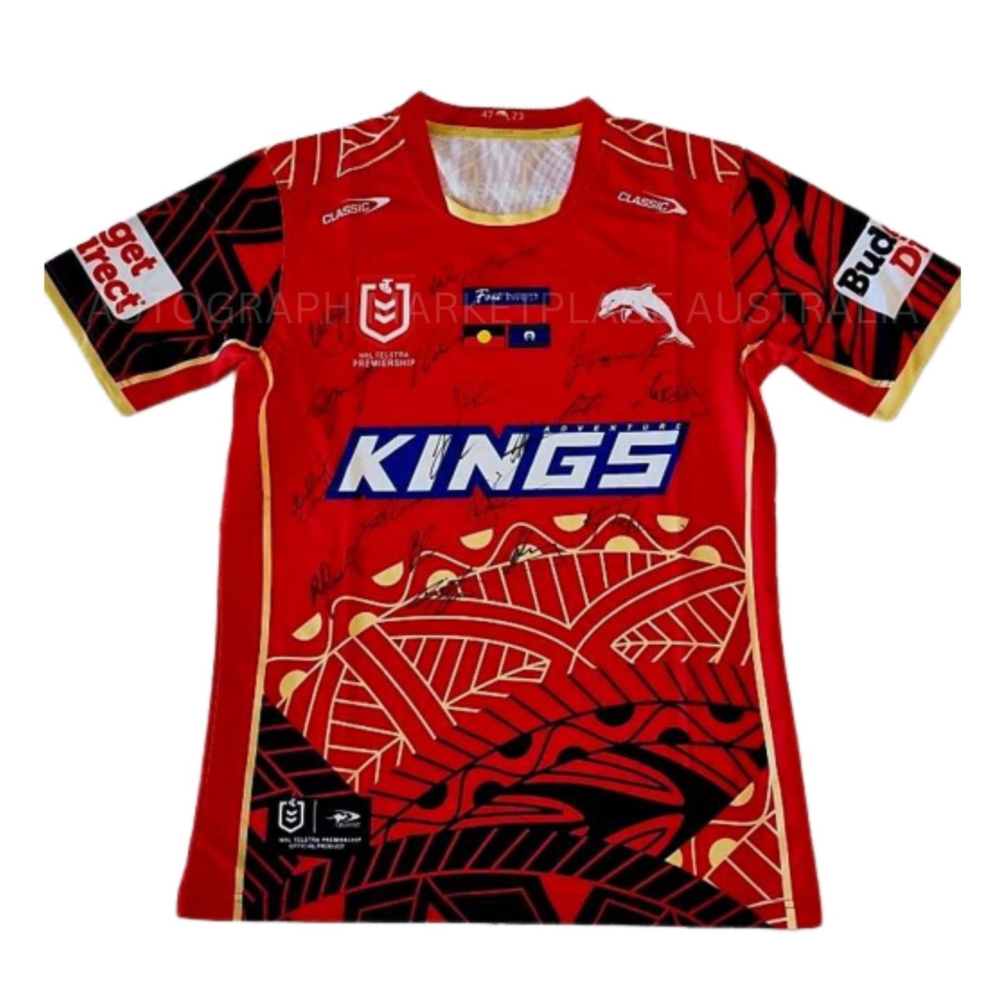 Redcliffe Dolphins 2023 Autographed/Signed NRL Indigenous Jersey