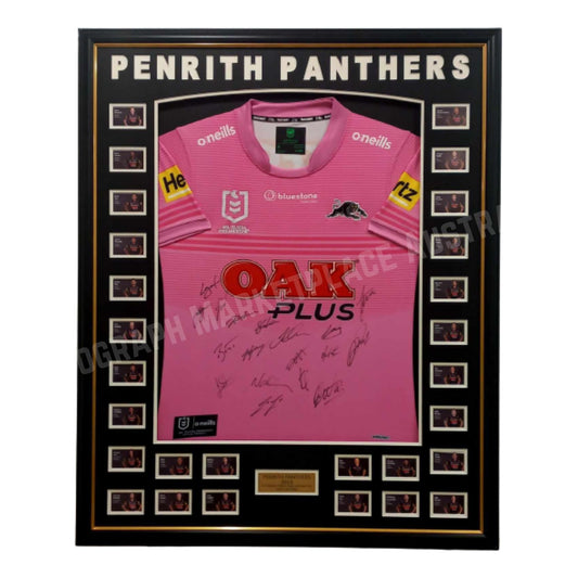 2023 Penrith Panthers NRL Rugby League Framed Signed Jersey - Pink - NRL Memorabilia