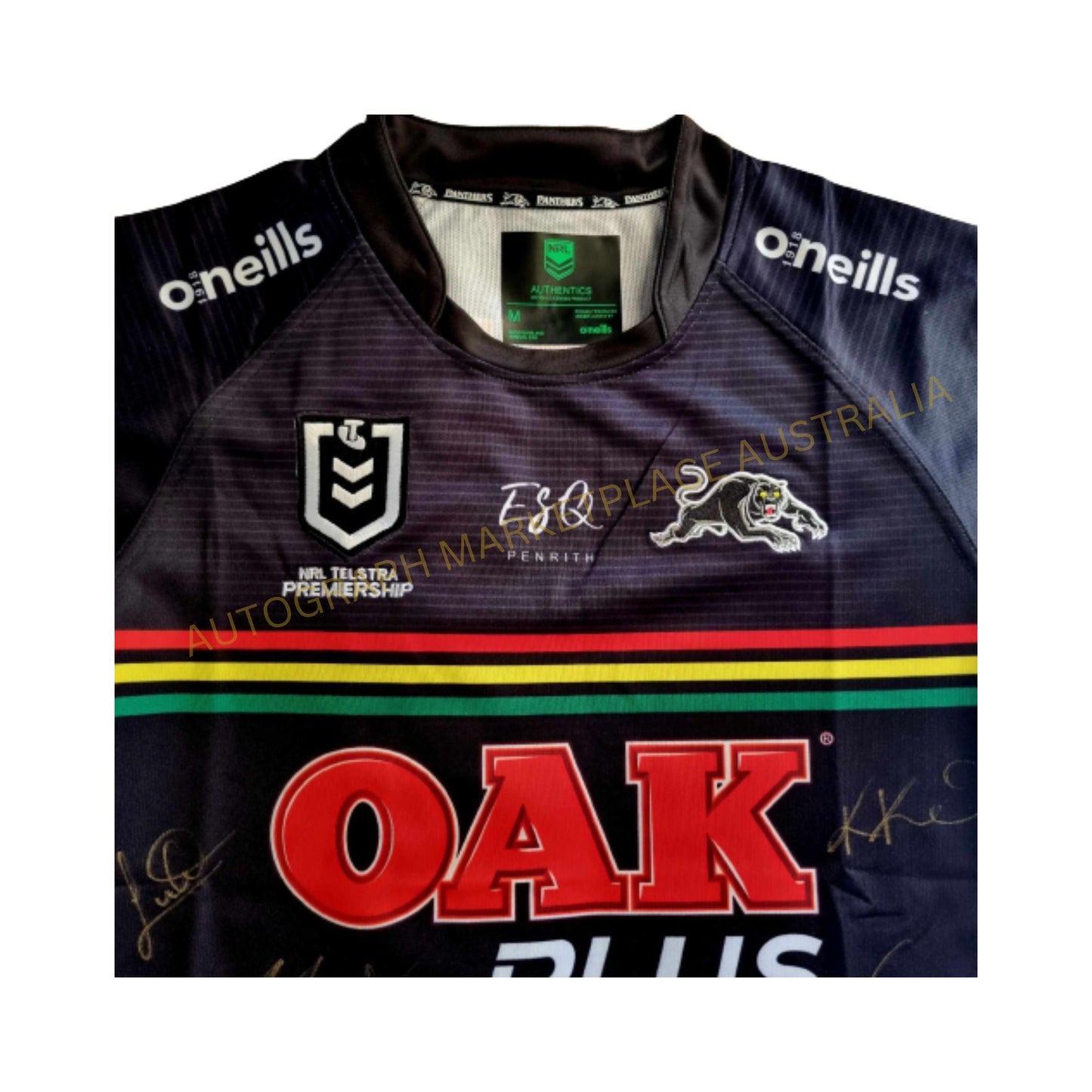 2021 Panthers Signed Jersey, NRL Memorabilia, Limited edition, collar side view